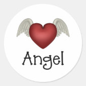 Heart Angel Wings Ronde Sticker (Voorkant)