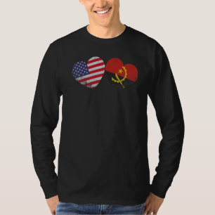 Heart Angolan American Flag Patriotic Family Herit T-shirt