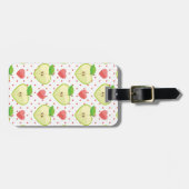Heart appels met roze pokadots en harten bagagelabel (Voorkant horizontaal)