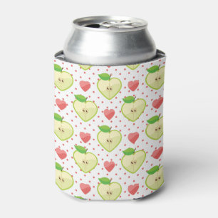 Heart appels met roze pokadots en harten blikjeskoeler