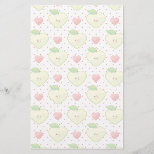 Heart appels met roze pokadots en harten briefpapier (Voorkant)
