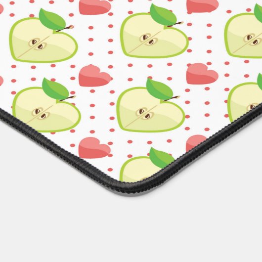 Heart appels met roze pokadots en harten bureaumat (Hoek)