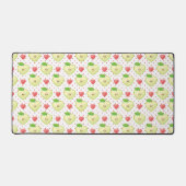 Heart appels met roze pokadots en harten bureaumat (Voorkant)