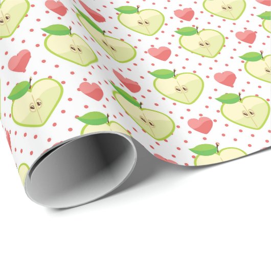 Heart appels met roze pokadots en harten cadeaupapier (Rol Hoek)