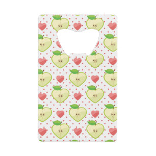 Heart appels met roze pokadots en harten creditkaart flessenopener