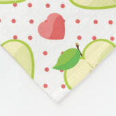 Heart appels met roze pokadots en harten fleece deken (Hoek)