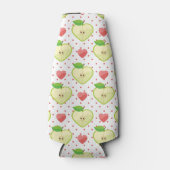 Heart appels met roze pokadots en harten flesjeskoeler (Voorkant)