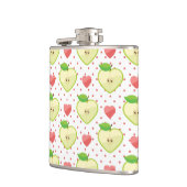 Heart appels met roze pokadots en harten heupfles (Links)