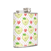 Heart appels met roze pokadots en harten heupfles (Rechts)