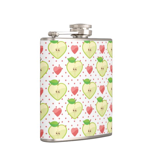 Heart appels met roze pokadots en harten heupfles (Rechts)