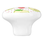 Heart appels met roze pokadots en harten keramische knop (Zijkant)