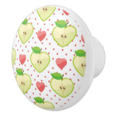 Heart appels met roze pokadots en harten keramische knop (Rechts)
