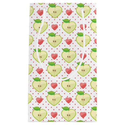Heart appels met roze pokadots en harten klein cadeauzakje (Voorkant)