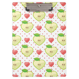 Heart appels met roze pokadots en harten klembord