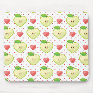 Heart appels met roze pokadots en harten muismat