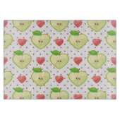 Heart appels met roze pokadots en harten snijplank (Voorkant)