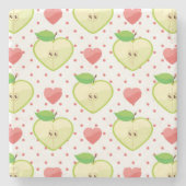 Heart appels met roze pokadots en harten stenen onderzetter (Voorkant)