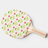 Heart appels met roze pokadots en harten tafeltennisbatje (Zijkant)