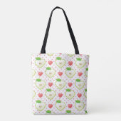 Heart appels met roze pokadots en harten tote bag (Achterkant)