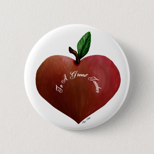 Heart Apple Teacher's Gift Button (Voorkant)