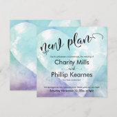 Heart Aqua Paars Postponed Wedding New Plan Kaart (Voorkant / Achterkant)