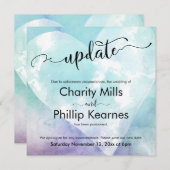 Heart Aqua Paars Postponed Wedding Upate Kaart (Voorkant / Achterkant)