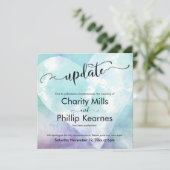 Heart Aqua Paars Postponed Wedding Upate Kaart (Staand voorkant)