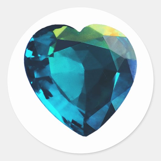 Heart Aquamarine, blauw Ronde Sticker (Voorkant)
