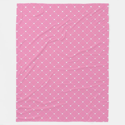 Heart Argyle Pink Fleece Blanket Deken (Voorkant)