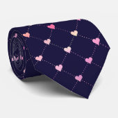 Heart Argyle Pink Pattern Blue Valentijn Stropdas (Opgerold)