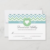 Heart Arrow Chevron Beach bruiloft RSVP Kaartje (Voorkant)
