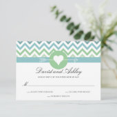 Heart Arrow Chevron Beach bruiloft RSVP Kaartje (Staand voorkant)