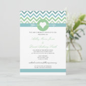 Heart Arrow Chevron Beach bruiloft uitnodiging (Staand voorkant)