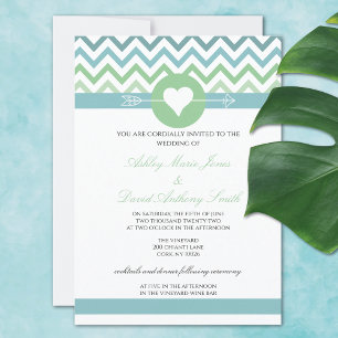 Heart Arrow Chevron Zigzag Wedding Uitnodiging