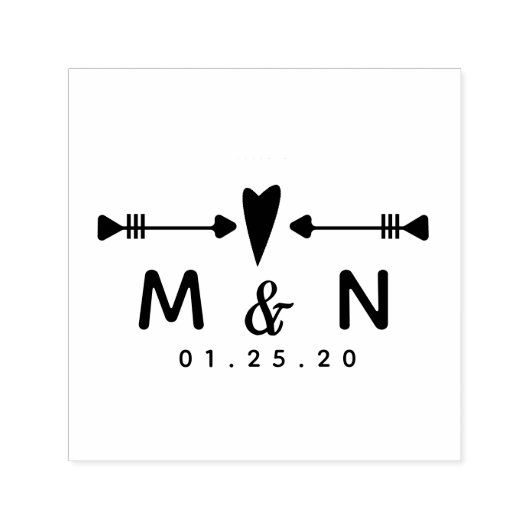 Heart Arrows Couples Name Wedding Logo Zelfinktende Stempel (Design)