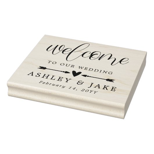 Heart & Arrows Cute Wedding Welcome Rubberstempel (Stempel)