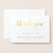 Heart & Arrows - Gold & Crimson Wedding Dank u Folie Kaarten (Voorkant met envelop)