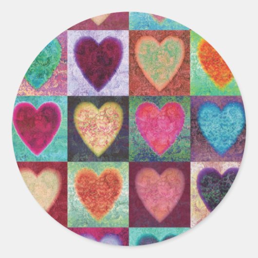 Heart Art Tiles Ronde Sticker (Voorkant)
