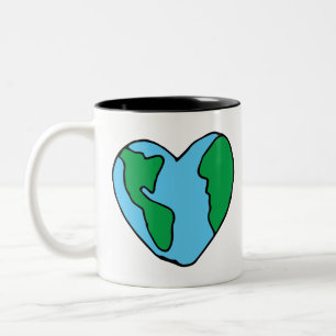 Heart Art World Ecofriendly Icon Happy Earth Clipa Tweekleurige Koffiemok