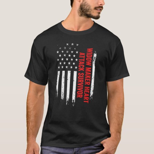 Heart Attack Survivor American Flag Re T-shirt (Voorkant)