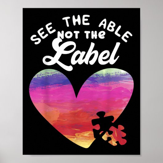 Heart Autism Awareness Shirt See Able Not Poster (Voorkant)