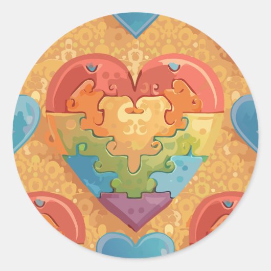 Heart autism ronde sticker (Voorkant)