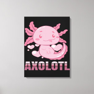 Heart Axolotl   Cute cartoon Axolotl Canvas Afdruk