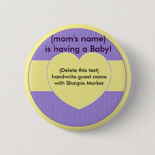 Heart Baby shower Naam spelden Ronde Button 5,7 Cm