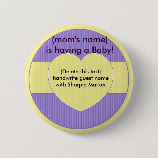 Heart Baby shower Naam spelden Ronde Button 5,7 Cm (Voorkant)