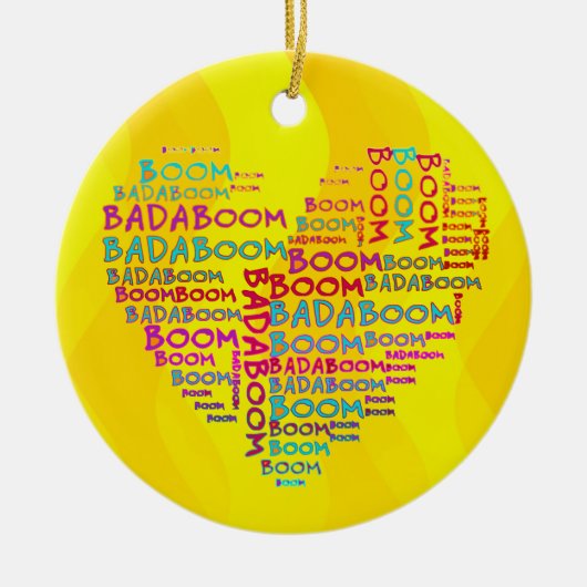 Heart Badaboom | gele golven Keramisch Ornament (Voorkant)