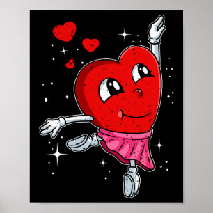 Heart Ballerina Valentijnsdag Cute Ballet Dancing Poster