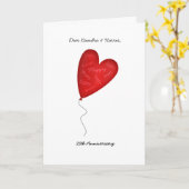 Heart Balloon 25th of Yr Jubileum Greeting Kaart (Gele Bloem)