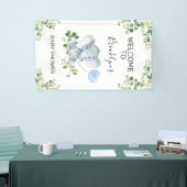 Heart Balloon Elephant Foliage Baby shower Welkom Spandoek (Beurs)