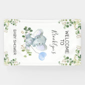 Heart Balloon Elephant Foliage Baby shower Welkom Spandoek (Horizontaal)